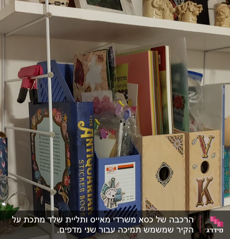 המתקן ממתכת שקובע לקיר.עבור שני מדפים